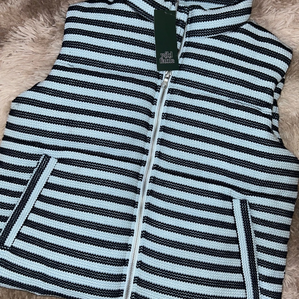 Wild Fable Knit Full Zip Puffer Vest - HEAVY - Striped Blue - NWT - Picture 5 of 10